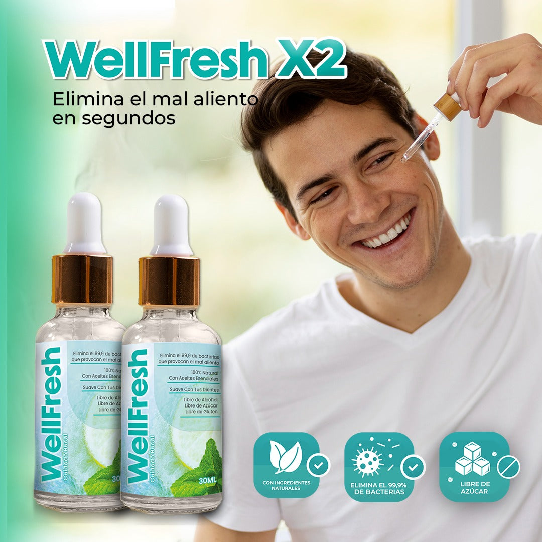 ¡PAGA 1 LLEVA 2 POR TIEMPO LIMITADO! 🧴 Wellfresh – Aliento Fresco, Confianza Renovada