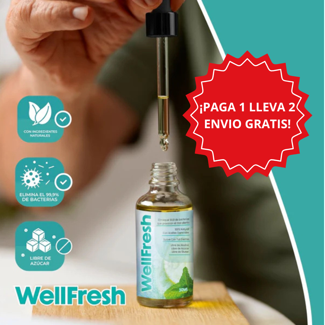 ¡PAGA 1 LLEVA 2 POR TIEMPO LIMITADO! 🧴 Wellfresh – Aliento Fresco, Confianza Renovada
